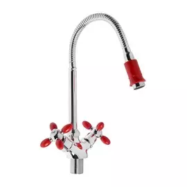 Смеситель для кухни zein zc2027, гибкий излив, кран-букса латунь 1/2