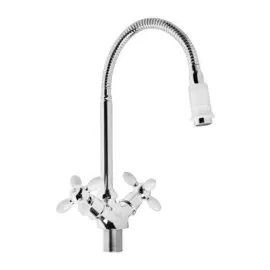 Смеситель для кухни zein zc2033, гибкий излив, кран-букса латунь 1/2