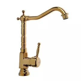 Смеситель для раковины zein ретро, высокий излив, без подводки, латунь, цвет золото