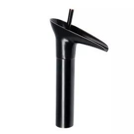 Смеситель для раковины zein ретро высокий каскадный излив, без подводки, латунь, черный