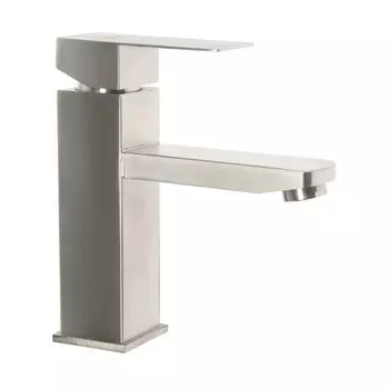 Смеситель для раковины zein z2942, картридж 40 мм, короткий излив, нерж сталь, сатин