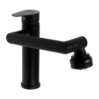 Смеситель для раковины zein z3509, поворотный излив 360°, картридж 35 мм, латунь, черный