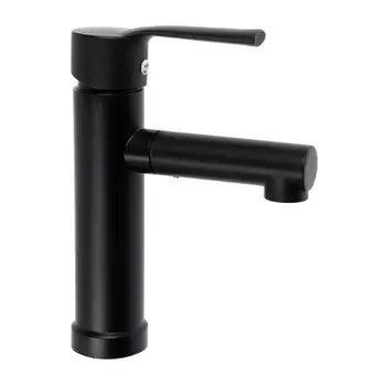 Смеситель для раковины zein z3693, однорычажный, поворотный излив высотой 9 см, черный