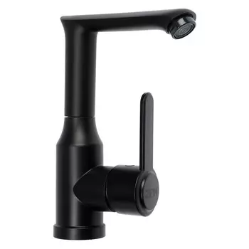 Смеситель для раковины zein z3696, поворотный излив высотой 18 см, abs-пластик, черный