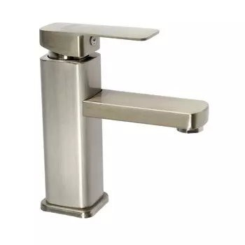 Смеситель для раковины zein z4070, картридж 35 мм, длина излива 12 см, нерж. сталь, сатин