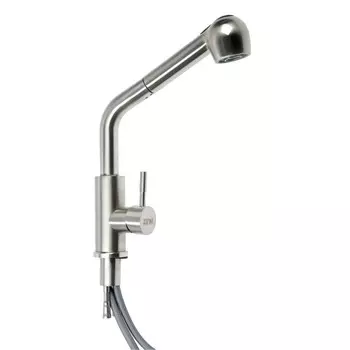 Смеситель для раковины zein z89, выдвижной излив, картридж 35 мм, нержавеющая сталь, сатин