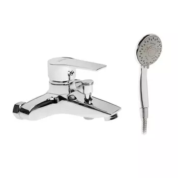 Смеситель для ванны zein z2080cr, картридж 40 мм, с душевым набором, латунь, хром