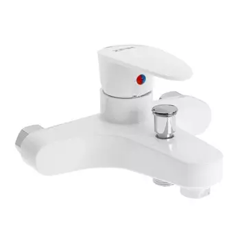 Смеситель для ванны zein z3674, однорычажный, без душевого набора, белый