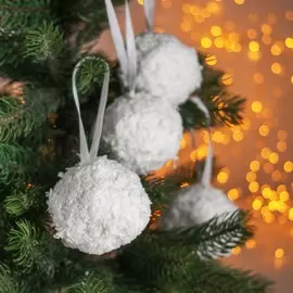 Снежки вискозные, с ленточкой, 4 шт.