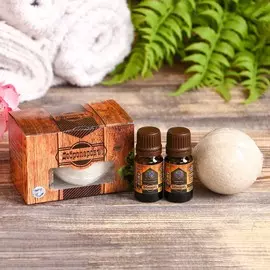 Солевой брикет с эфирным маслом можжевельник, чабрец, коробка