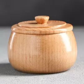 Солонка деревянная, светлая, 8х6 см, массив бука