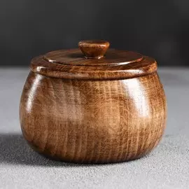 Солонка деревянная, темная, 8х6 см, массив бука