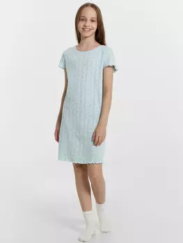 Сорочка ночная для девочек голубая с принтом