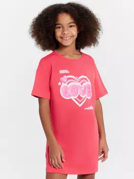 Сорочка ночная для девочек коралловая с принтом