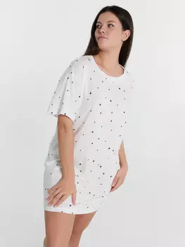 Сорочка ночная женская белая с принтом