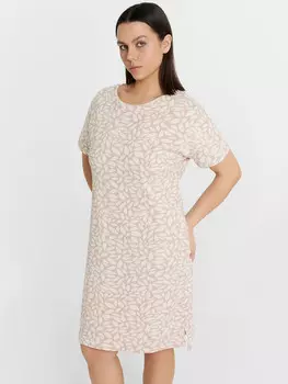 Сорочка ночная женская бежевая с ботаническим принтом