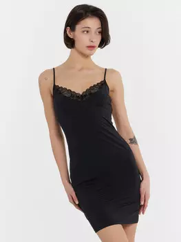 Сорочка ночная женская черная с кружевом