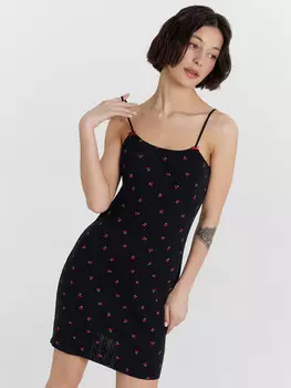 Сорочка ночная женская черная с принтом