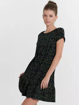 Сорочка ночная женская черная в цветочек