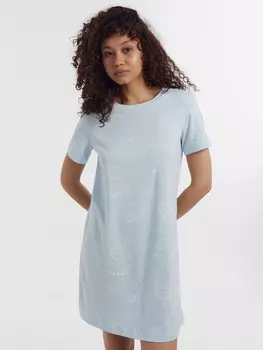 Сорочка ночная женская голубая с принтом