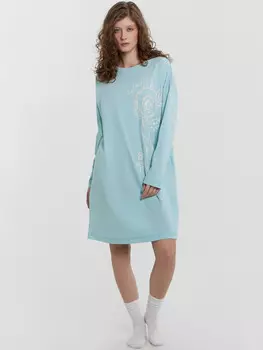 Сорочка ночная женская голубая с принтом