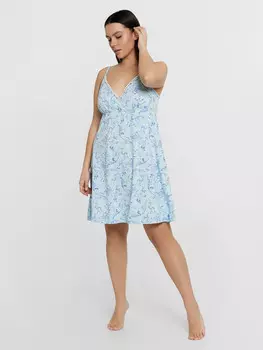 Сорочка ночная женская голубая с принтом