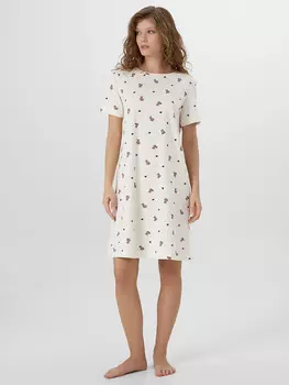 Сорочка ночная женская кремовая с мишками
