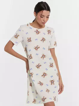 Сорочка ночная женская кремовая с принтом