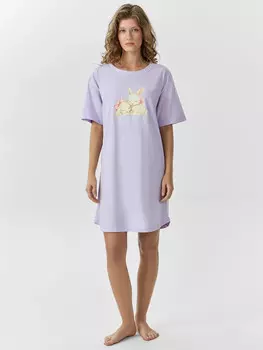 Сорочка ночная женская лиловая с принтом