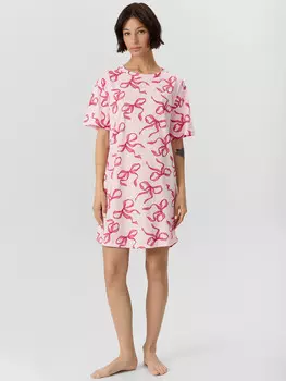 Сорочка ночная женская розовая с бантиками