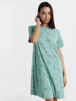 Сорочка женская ночная зеленая c принтом