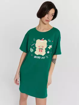 Сорочная ночная женская с новогодним принтом