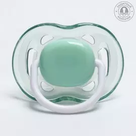 Соска - пустышка силиконовая ортодонтическая m&b, от 6 мес., с колпачком, зеленый