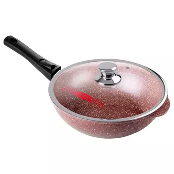 Сотейник литой 28см съемная ручка стеклянная крышка Шоколад