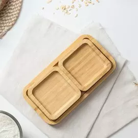 Соусник на подставке доляна, 2 шт, 22×12×1,6 см, бамбук