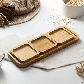 Соусник на подставке доляна, 3 шт, 32×12×1,6 см, бамбук