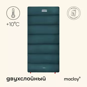 Спальный мешок maclay camping summer, одеяло, 2 слоя, левый, 185х90 см, +10/+25°с
