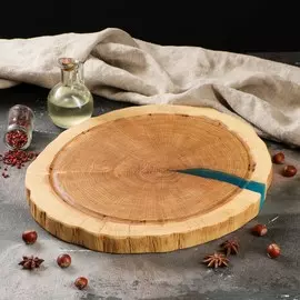 Спил-доска для подачи с канавкой, 30 х 30 см,массив дуба