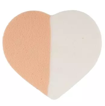 Спонж для нанесения пудры и тон.средств, латекс, сердце бело-беж.4,5*5,5см 115-007
