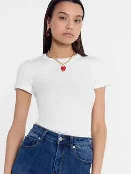 Спортивная футболка в рубчик белого цвета