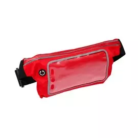 Спортивная сумка чехол на пояс luazon, управление телефоном, отсек на молнии, красная