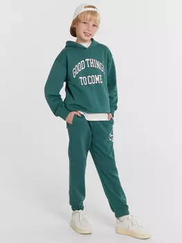 Спортивный костюм для мальчиков зеленый с надписью