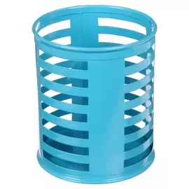 Стакан для пишущих принадлежностей, круглый, металл, голубой
