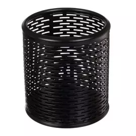 Стакан для пишущих принадлежностей круглый сетка металл черный