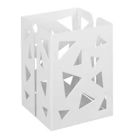 Стакан для пишущих принадлежностей, квадратный с узором, металлический, белый