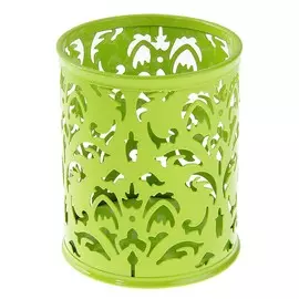 Стакан для пишущих принадлежностей, круглый, металлический, зелёный