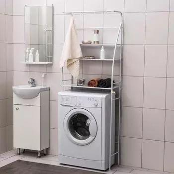 Стеллаж над стиральной машинкой со штангой для сушки, 6625175 см, белый