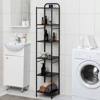 Стеллаж напольный шестиярусный, 2929158,5 см, черный