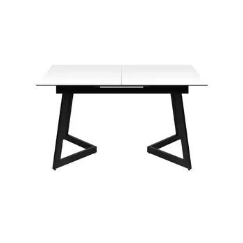 Стол Бакс, стекло лакобель белый, каркас черный