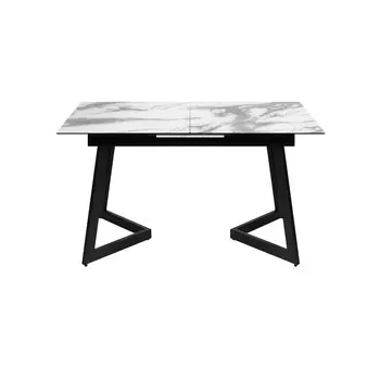 Стол Бакс, стекло с фотопечатью белый мрамор 2, каркас черный